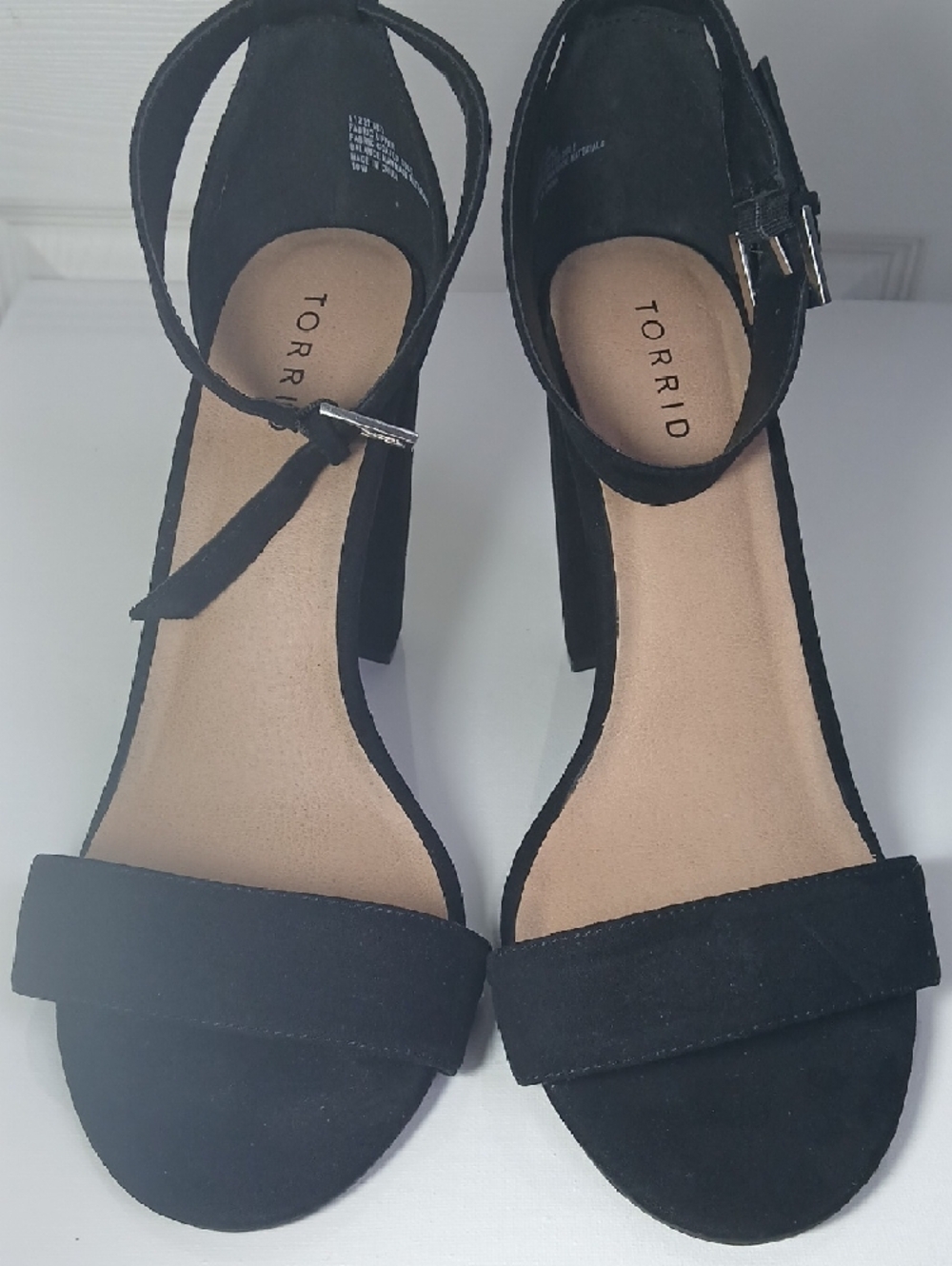 Torrid Black Suede Ankle-Strap Open-Toe Block Heels Size 10W - Picture 16 of 16